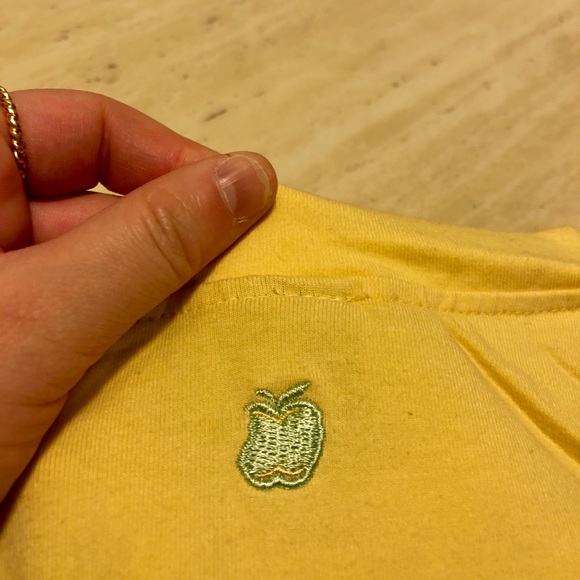 New Apple Bottoms Logo Printed Tee Yellow S/M - Picture 4 of 5